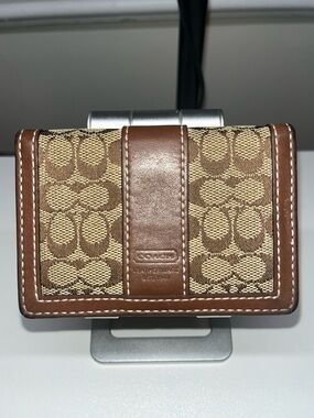 Coach Tan & Brown Jacquard Vintage Card Case